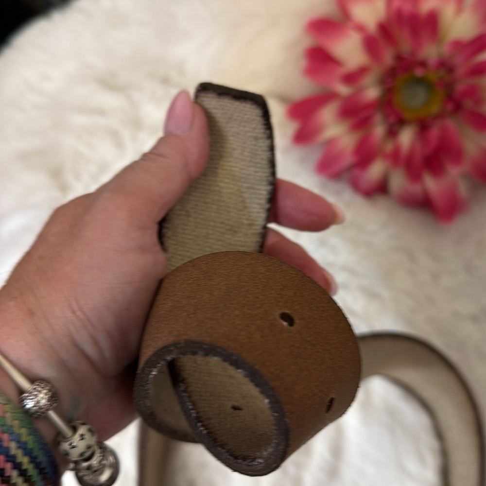 John Varvatos Men's Tan Canvas Belt with Silver Buckle - Picture 11 of 14